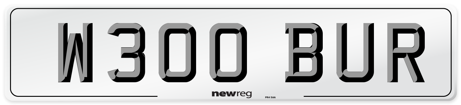 W300 BUR Number Plate from New Reg